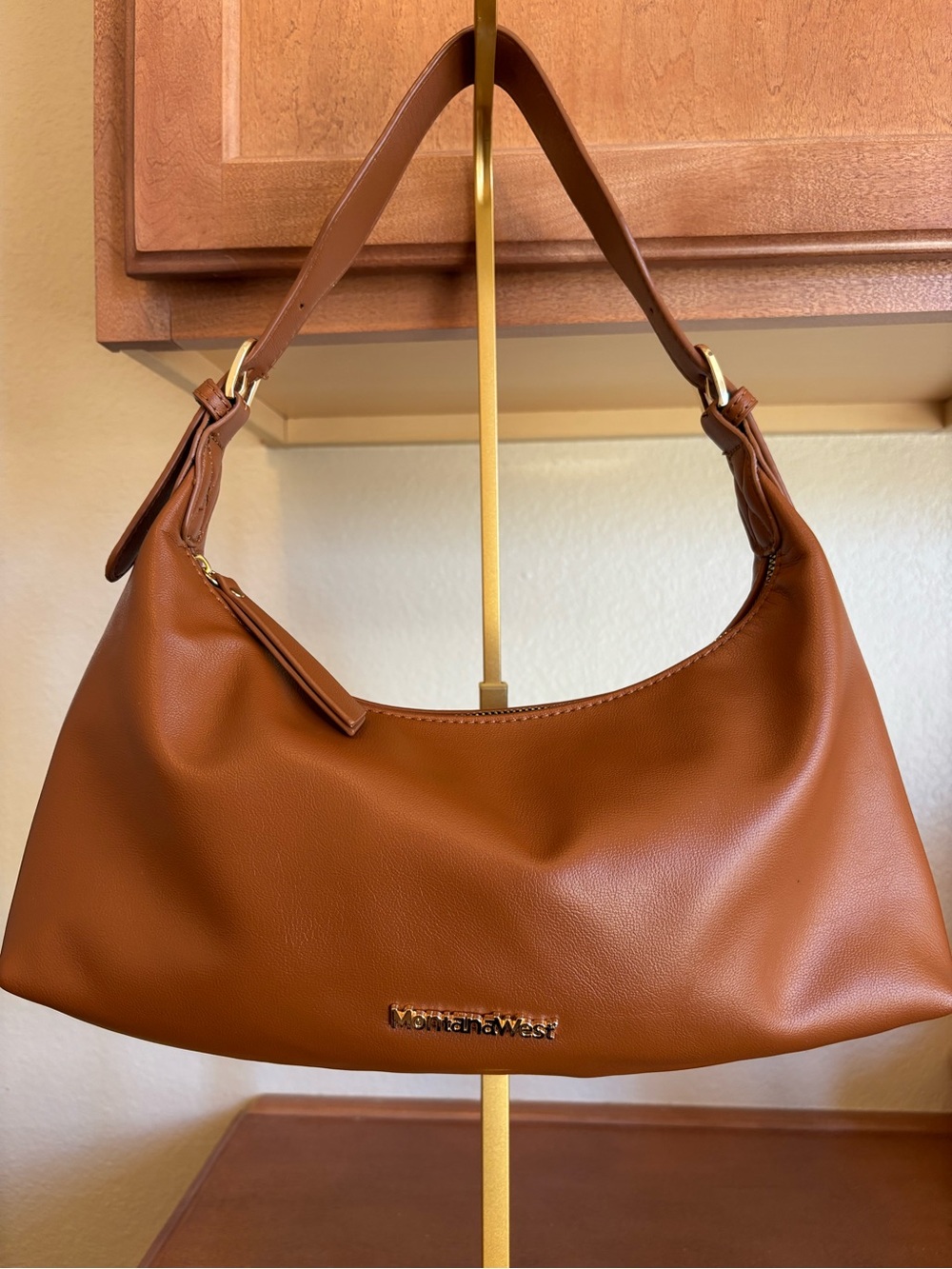 Montana West Brown Faux-Leather Hobo Shoulder Bag